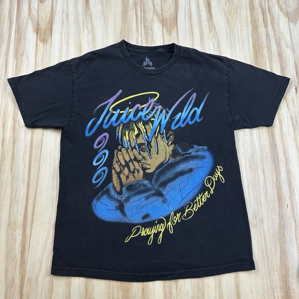 Juice WRLD Praying for Better Days 999 Black Graphic T Shirt Large - Picture 1 of 8